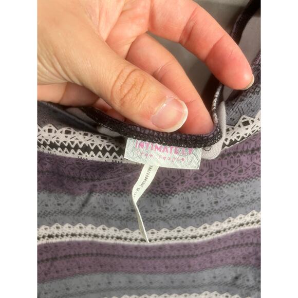 Free People Striped Bodycon Scoop Neck Mini Dress Purple Boho Sz L Cocktail - Picture 16 of 16